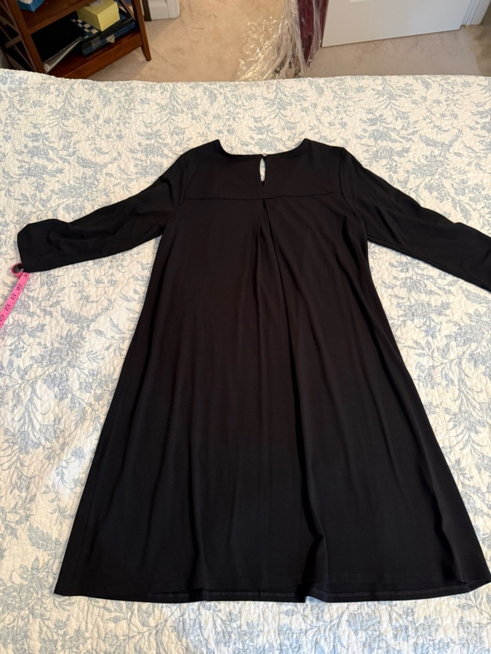 J. Jill Black Long-Sleeve Scoop Neck A-Line Dress